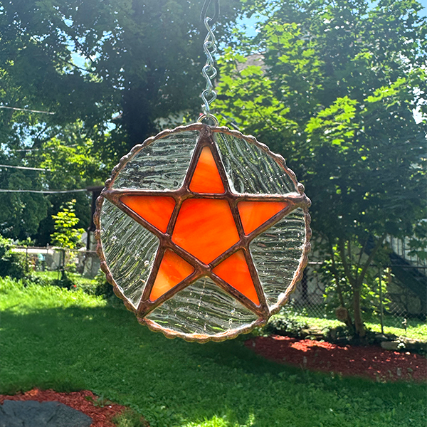 Orange Pentagram Suncatcher
